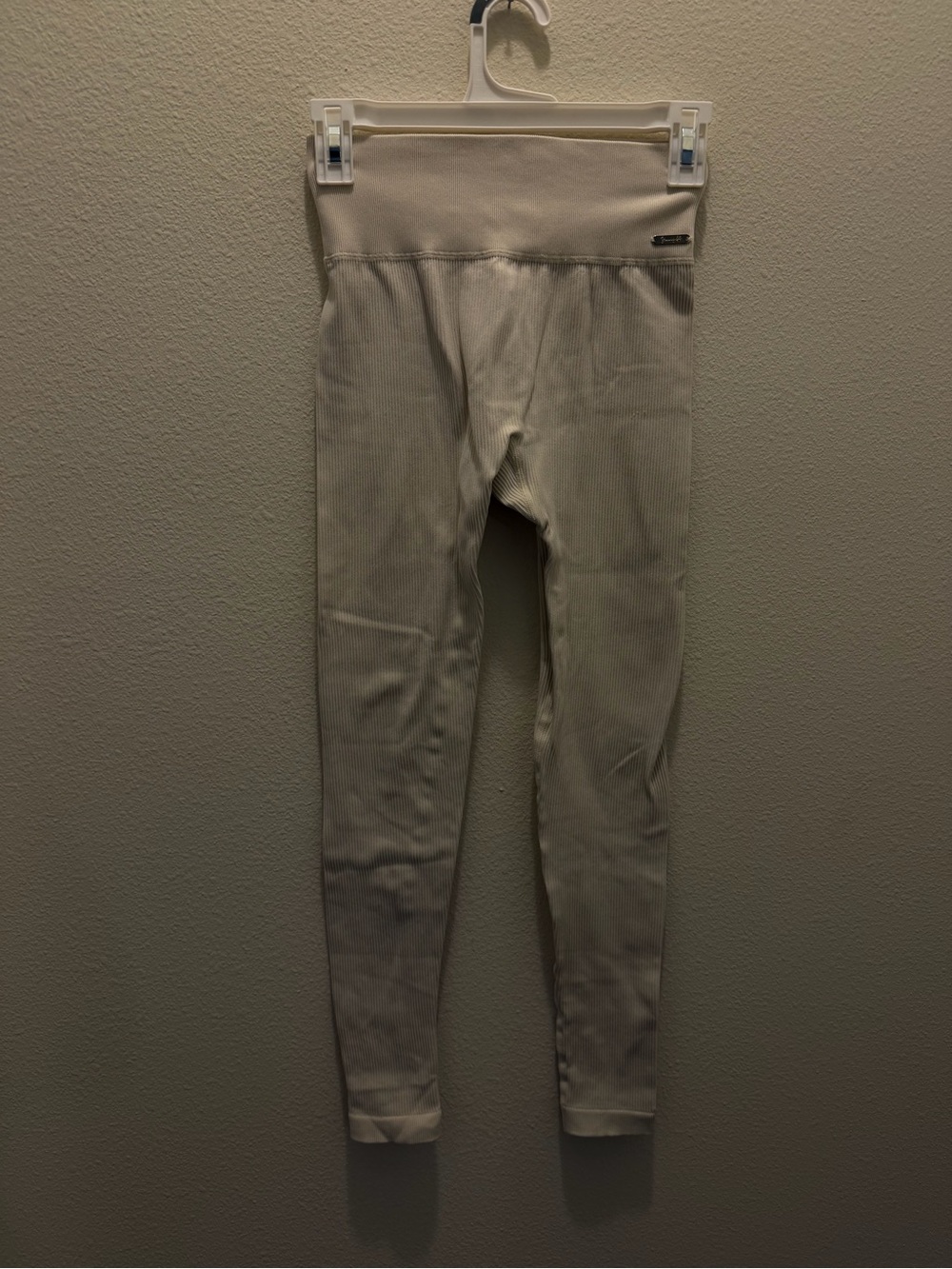 YoungLA for her Cream Ribbed High-Waist Leggings